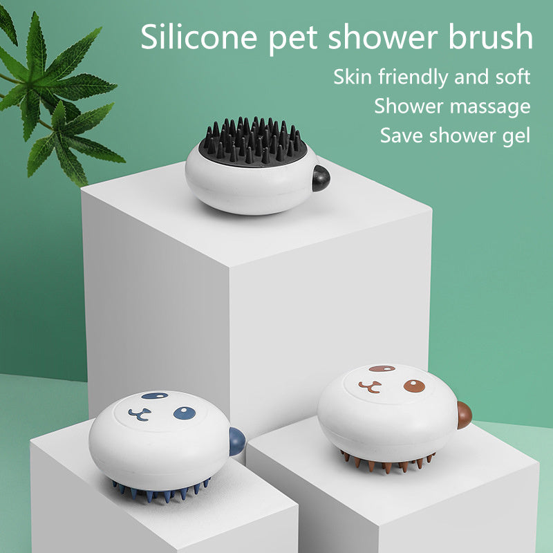 Bathroom Silicone Pet Cat And Dog Shower Soft Bristled Brush Panda Shape Pet Soft Massage Bath Brush Pet Bathing Accessories