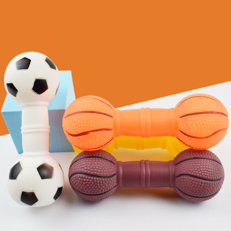 Dog Toys Football Dumbbell Shaped Dog Squeeze Squeaky Pet Chew Toy