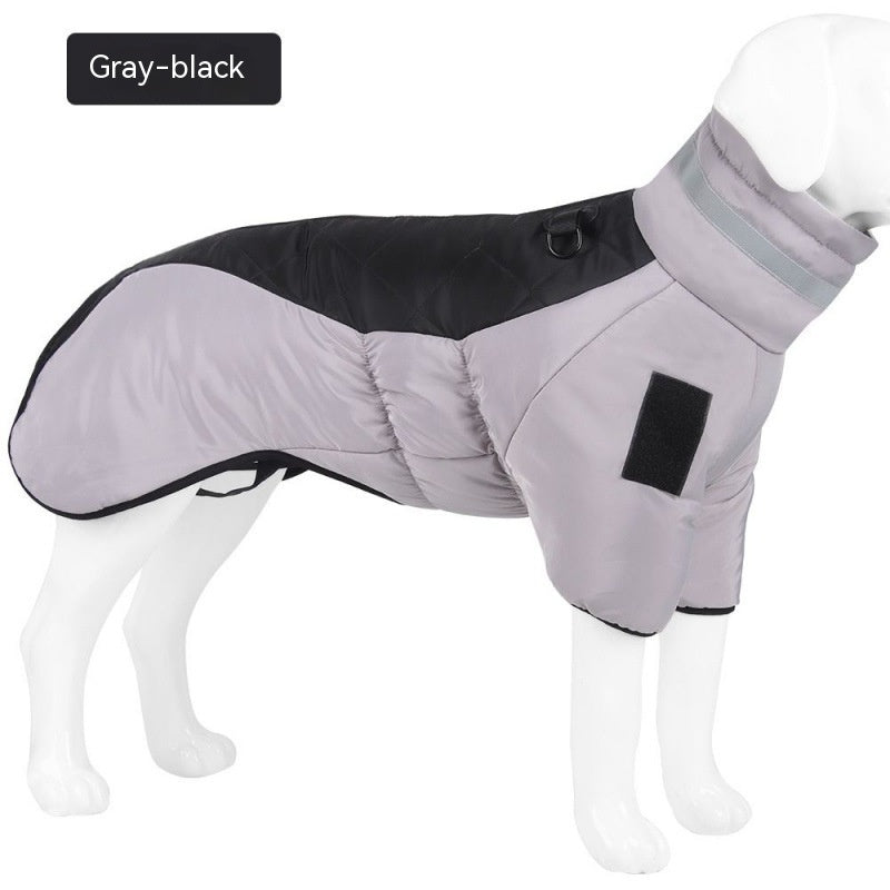 New warm Winter Dog Coat waterproof pet clothes for medium large dogs in gray-black color.