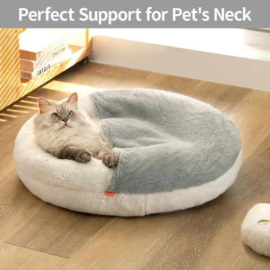 MEWOOFUN Enclosed Cat Bed Cave - Washable Pet Bed With Blanket & Non-Slip Base For Cats & Small Dogs 22&