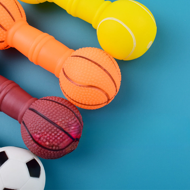 Dog Toys Football Dumbbell Shaped Dog Squeeze Squeaky Pet Chew Toy